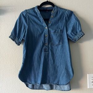 Anthropologie Pilcro Aly Puff Sleeve Denim Top